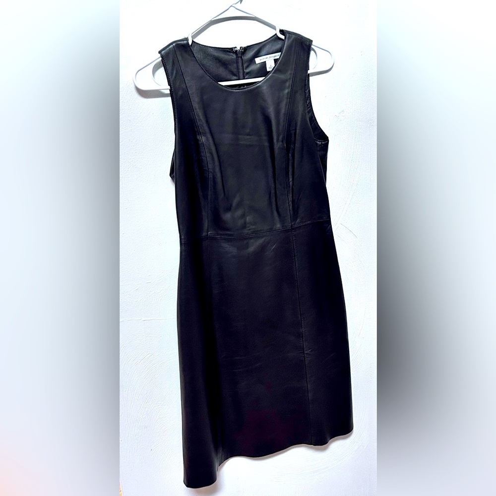 NWOT! Banana Republic All Butter Leather Dark Brown Sheath Cocktail Dress Sz 2